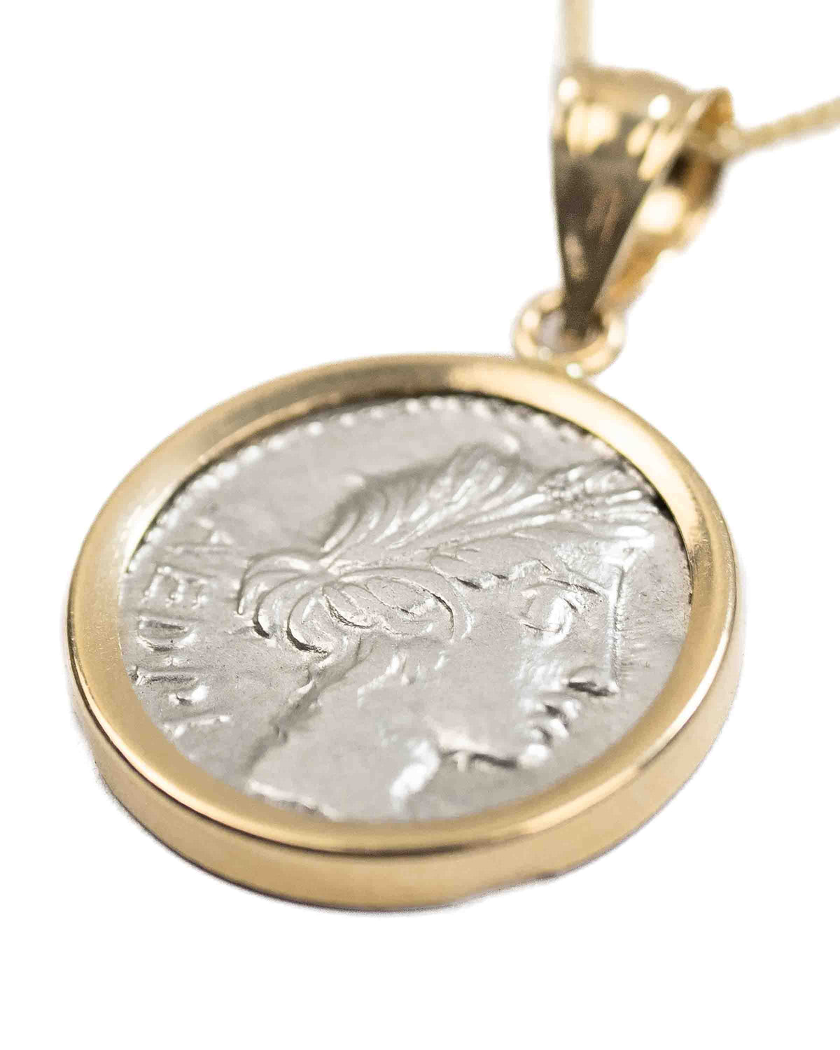 14k Gold Genuine Ancient Roman Coin Necklace (Ceres/Demeter; 86 B.C.)