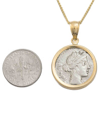 14k Gold Genuine Ancient Roman Coin Necklace (Ceres/Demeter; 86 B.C.)
