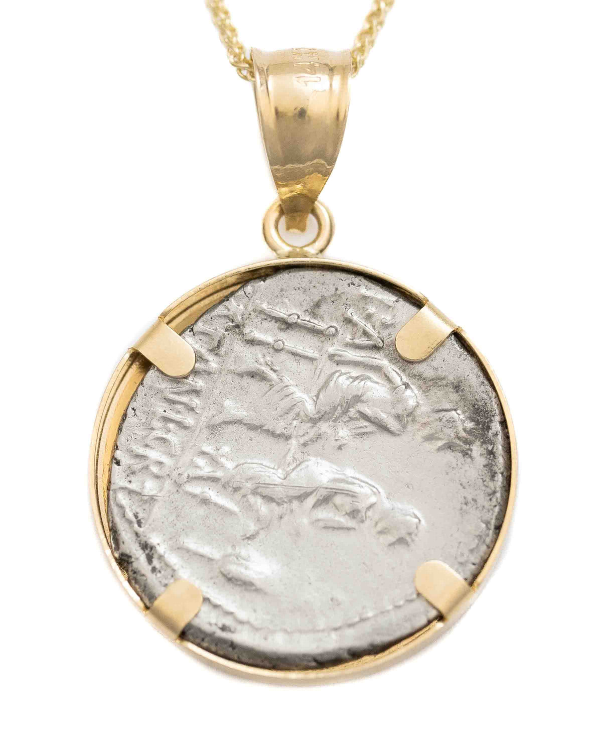 14k Gold Genuine Ancient Roman Coin Necklace (Ceres/Demeter; 86 B.C.)