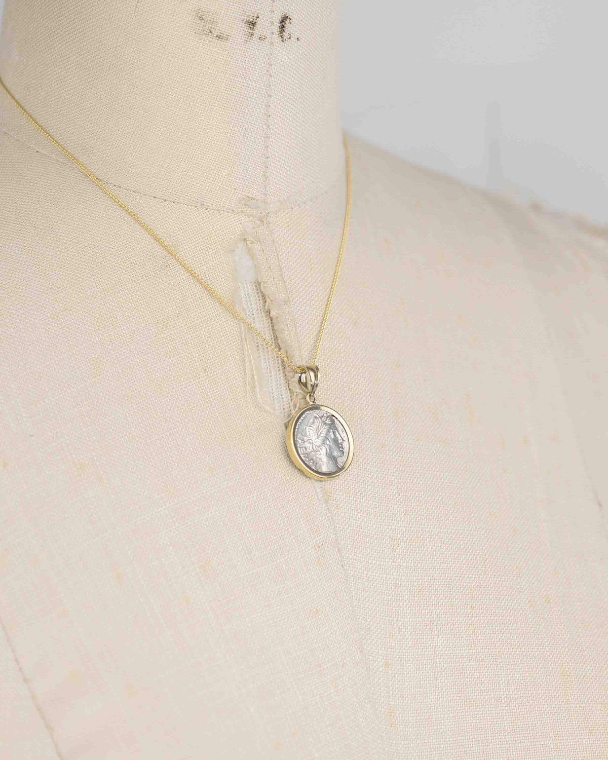 14k Gold Genuine Ancient Roman Coin Necklace (Ceres/Demeter; 86 B.C.)