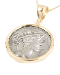 14k Gold Genuine Ancient Roman Coin Necklace (Mercury; 82 B.C.)