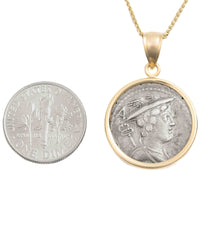 14k Gold Genuine Ancient Roman Coin Necklace (Mercury; 82 B.C.)