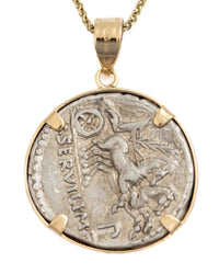 14k Gold Genuine Ancient Roman Coin Necklace (Minerva; 100 B.C.)