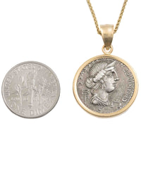 14k Gold Genuine Ancient Roman Coin Necklace (Anna Perenna; 82-81 B.C.)