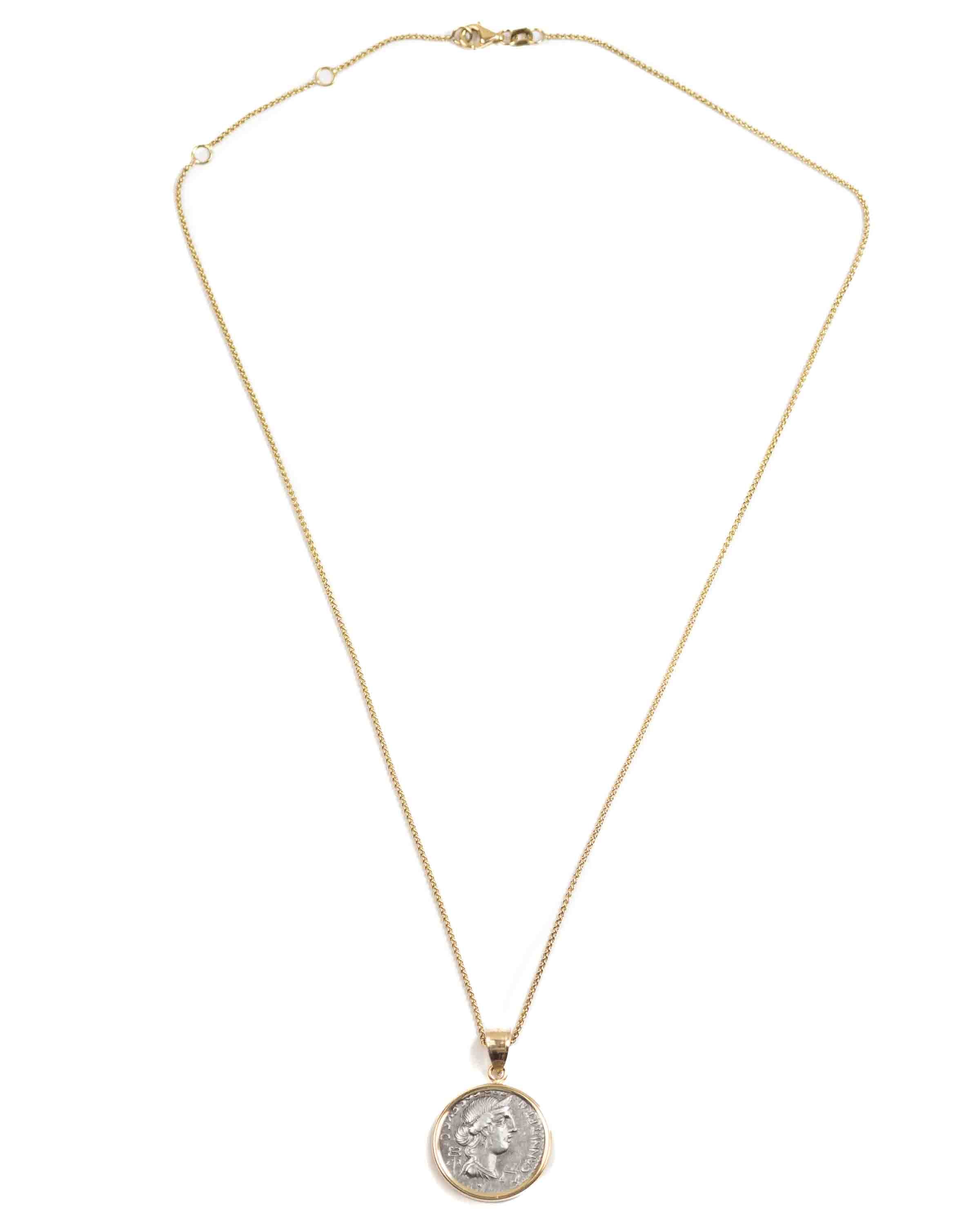 14k Gold Genuine Ancient Roman Coin Necklace (Anna Perenna; 82-81 B.C.)