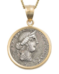 14k Gold Genuine Ancient Roman Coin Necklace (Anna Perenna; 82-81 B.C.)