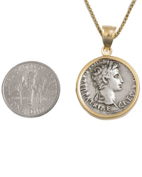 14k Gold Genuine Ancient Roman Coin Necklace (Augustus; 27 B.C.-14 A.D.)