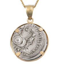 14k Gold Genuine Ancient Roman Coin Necklace (Augustus; 27 B.C.-14 A.D.)