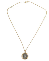 14k Gold Genuine Ancient Roman Coin Necklace (Janus; 119 B.C.)