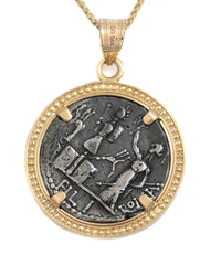 14k Gold Genuine Ancient Roman Coin Necklace (Janus; 119 B.C.)