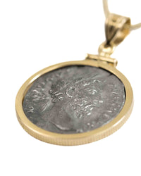 14k Gold Genuine Ancient Roman Coin Necklace (Marcus Aurelius; 161-180 A.D.)