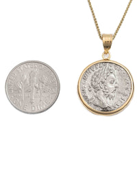 14k Gold Genuine Ancient Roman Coin Necklace (Marcus Aurelius; 161-180 A.D.)