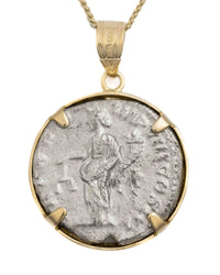 14k Gold Genuine Ancient Roman Coin Necklace (Marcus Aurelius; 161-180 A.D.)