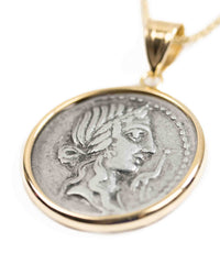 14k Gold Genuine Ancient Roman Coin Necklace (Pietas; 81 B.C.)