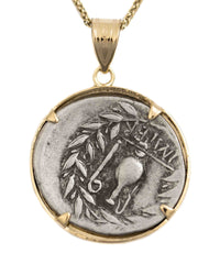 14k Gold Genuine Ancient Roman Coin Necklace (Pietas; 81 B.C.)