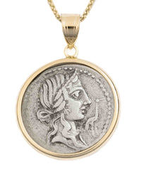 14k Gold Genuine Ancient Roman Coin Necklace (Pietas; 81 B.C.)