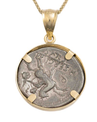 14k Gold Genuine Ancient Roman Coin Necklace (Roma; 116-115 B.C.)
