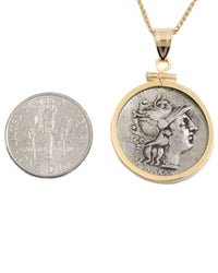 14k Gold Genuine Ancient Roman Coin Necklace (Roma; 136 B.C.)