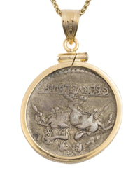 14k Gold Genuine Ancient Roman Coin Necklace (Roma; 136 B.C.)