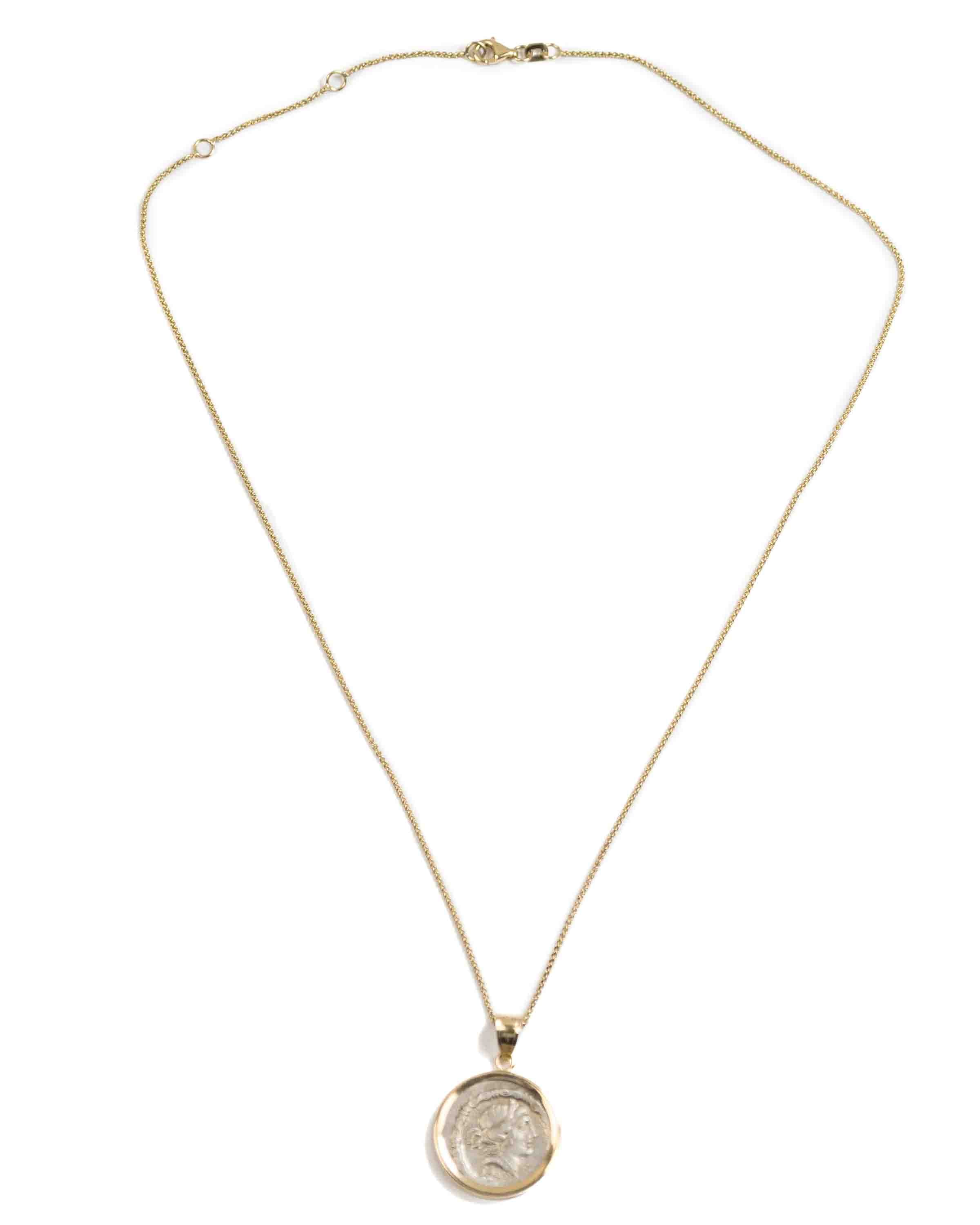 14k Gold Genuine Ancient Roman Coin Necklace (Salus; 91 B.C.)