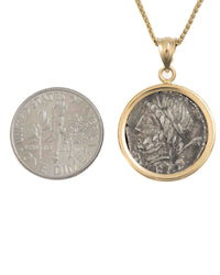 14k Gold Genuine Ancient Roman Coin Necklace (Saturn; 87 B.C.)
