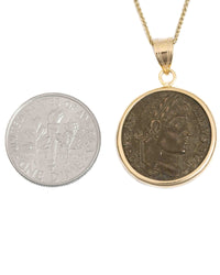 14k Gold Genuine Ancient Roman Coin Necklace (Constantine the Great; 306-337 A.D.)