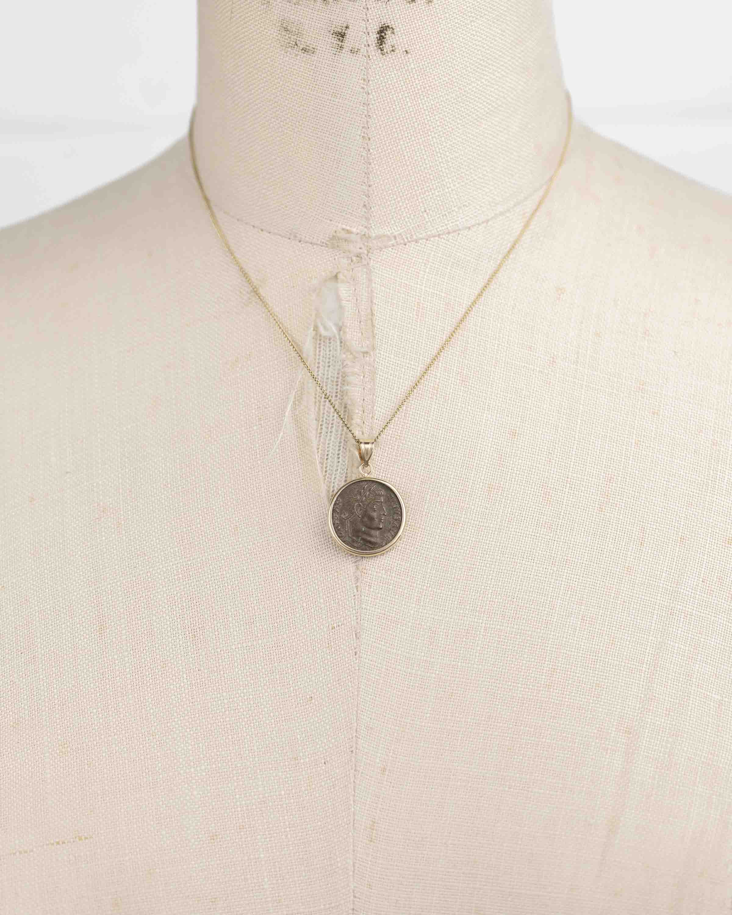 14k Gold Genuine Ancient Roman Coin Necklace (Constantine the Great; 306-337 A.D.)