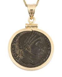 14k Gold Genuine Ancient Roman Coin Necklace (Constantine the Great; 306-337 A.D.)