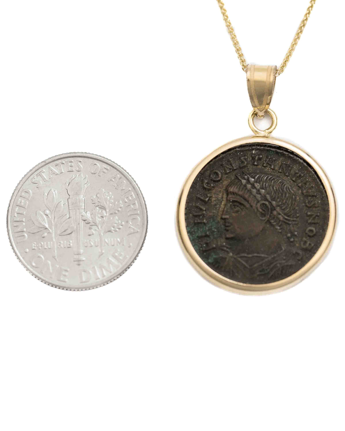 14k Gold Genuine Ancient Roman Coin Necklace (Constantine the Great; 306-337 A.D.)
