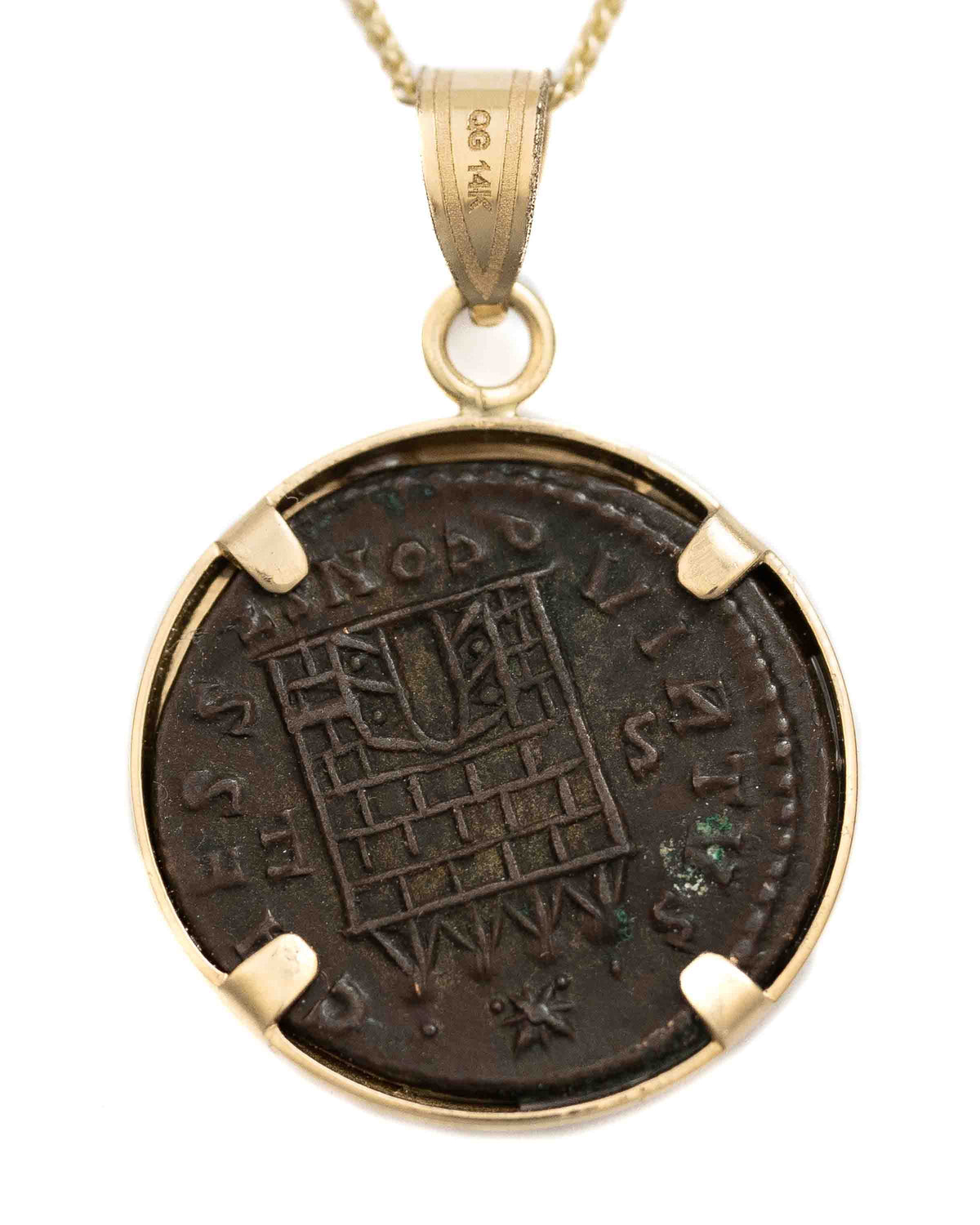 14k Gold Genuine Ancient Roman Coin Necklace (Constantine the Great; 306-337 A.D.)