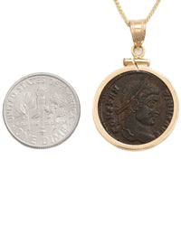 14k Gold Genuine Ancient Roman Coin Necklace (Constantine the Great; 306-337 A.D.)