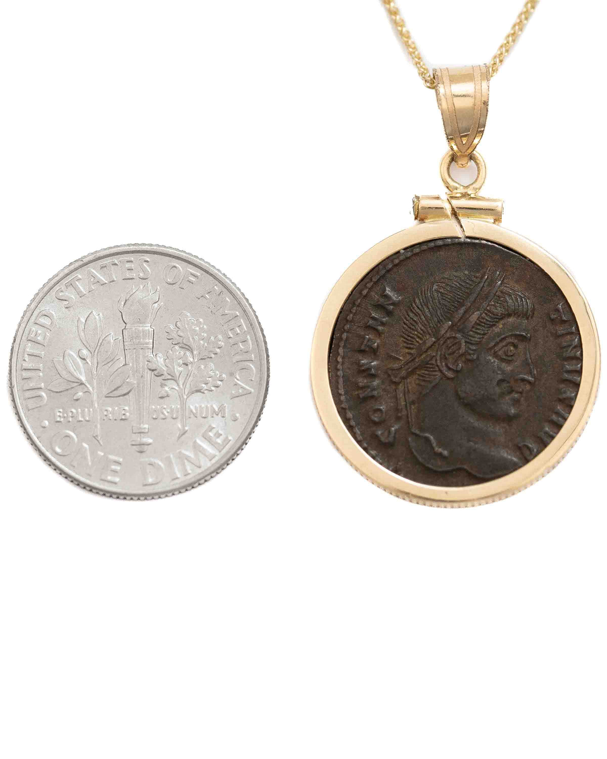 14k Gold Genuine Ancient Roman Coin Necklace (Constantine the Great; 306-337 A.D.)