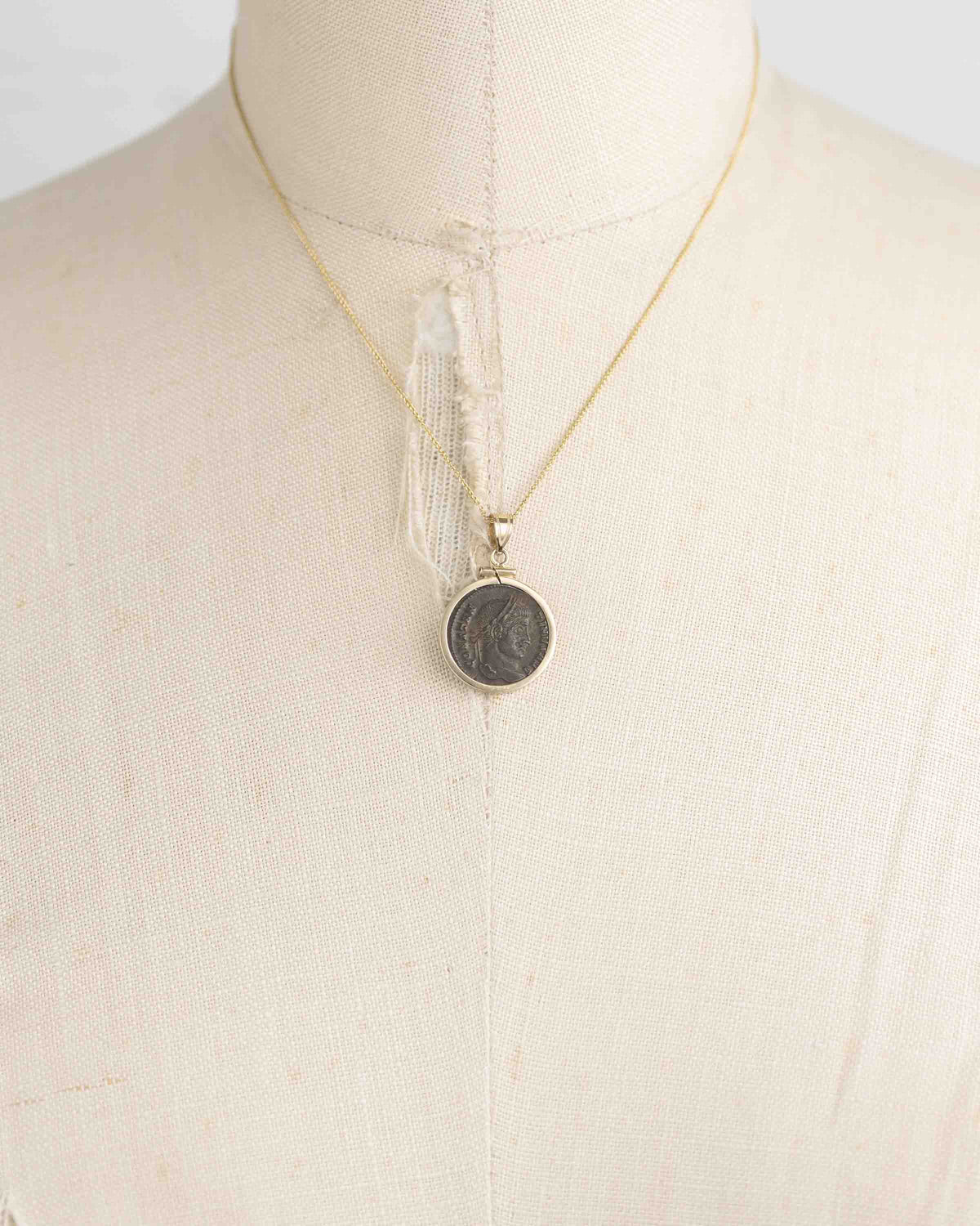 14k Gold Genuine Ancient Roman Coin Necklace (Constantine the Great; 306-337 A.D.)
