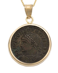 14k Gold Genuine Ancient Roman Coin Necklace (Constantine the Great; 306-337 A.D.)