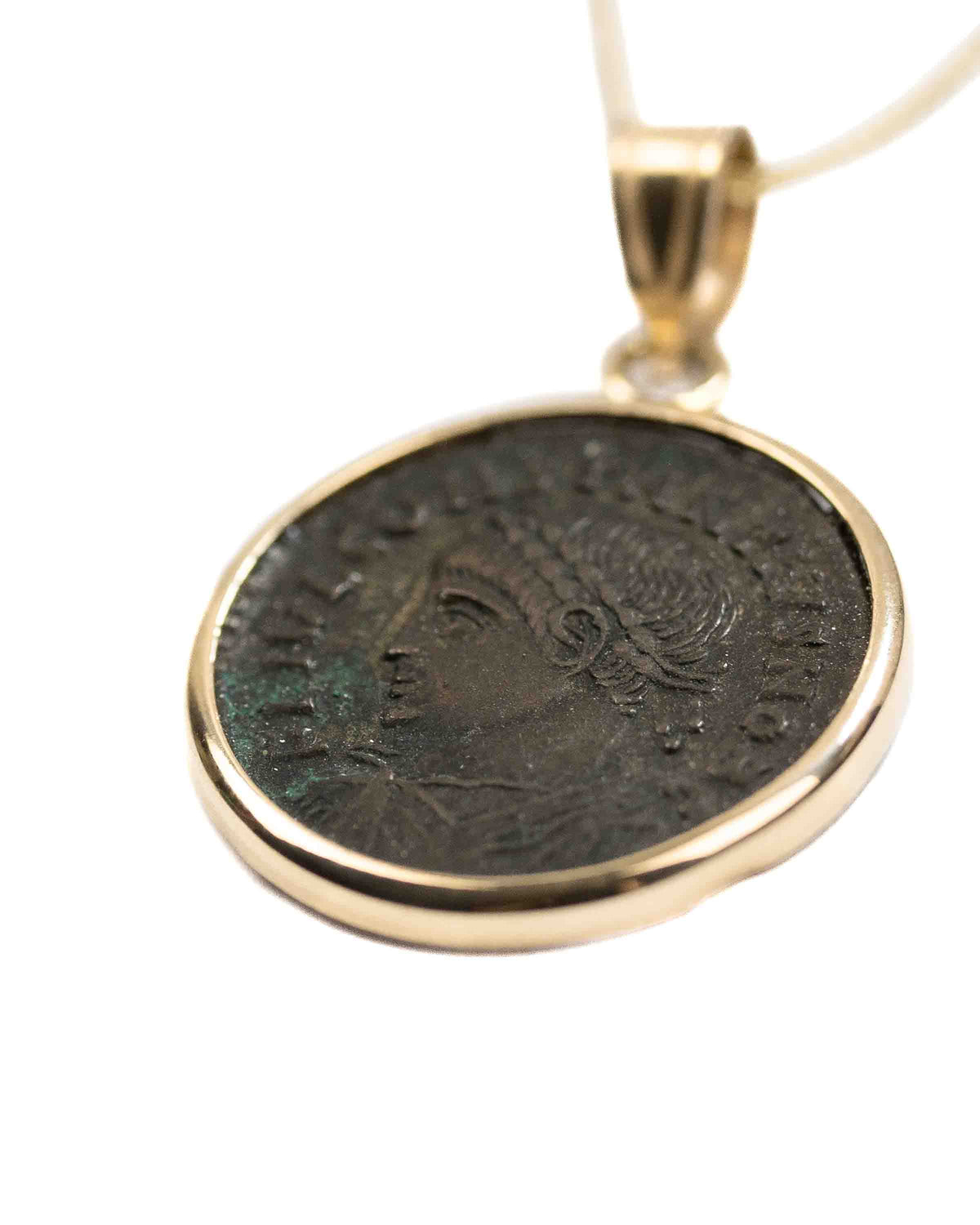 14k Gold Genuine Ancient Roman Coin Necklace (Constantine the Great; 306-337 A.D.)