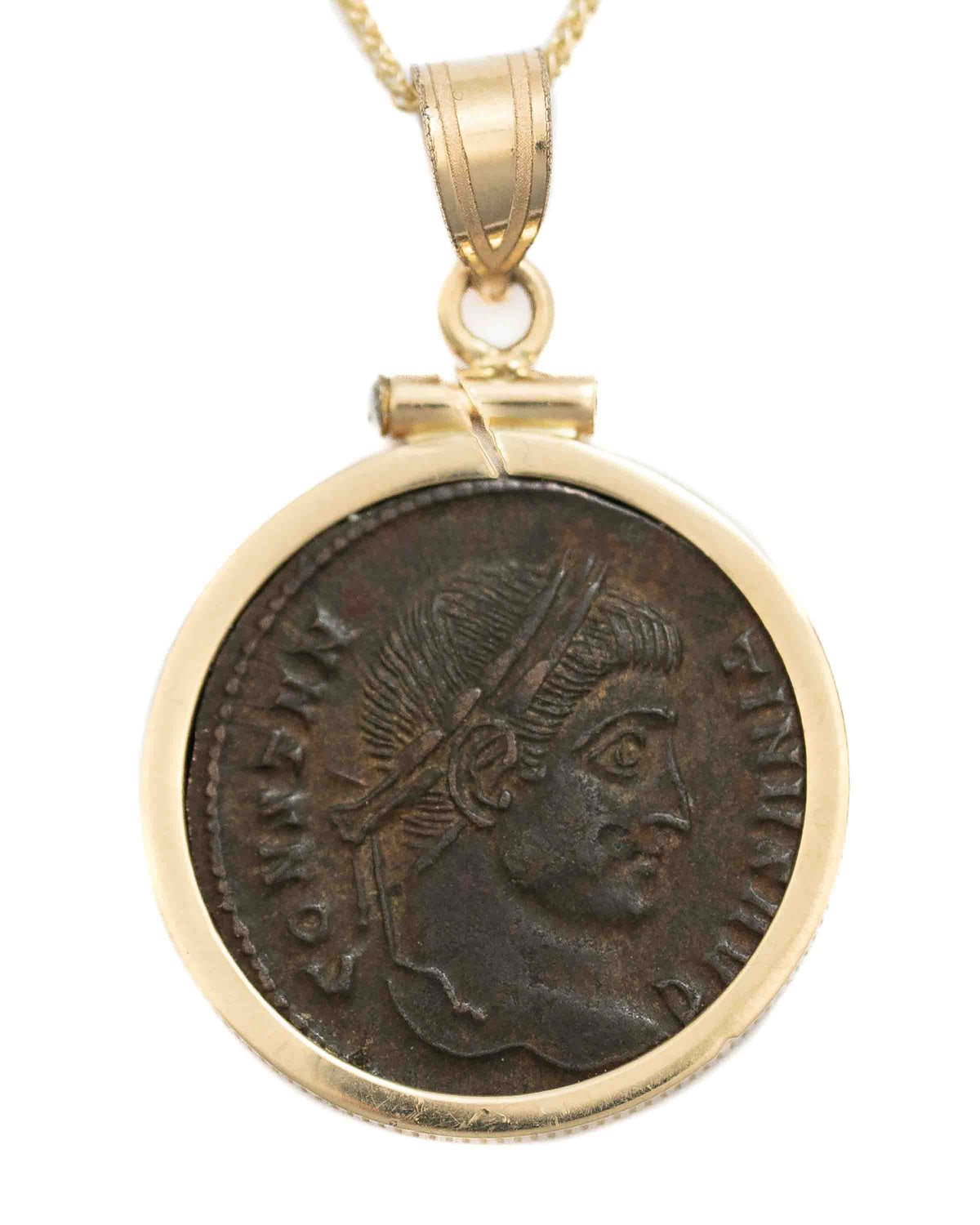 14k Gold Genuine Ancient Roman Coin Necklace (Constantine the Great; 306-337 A.D.)