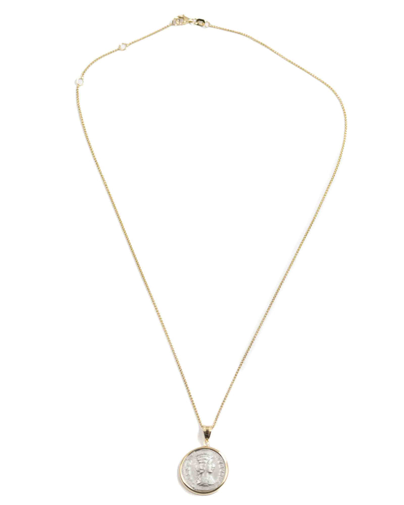 14k Gold Genuine Ancient Roman Coin Necklace (Empress Julia Domna; 196-211 A.D.)