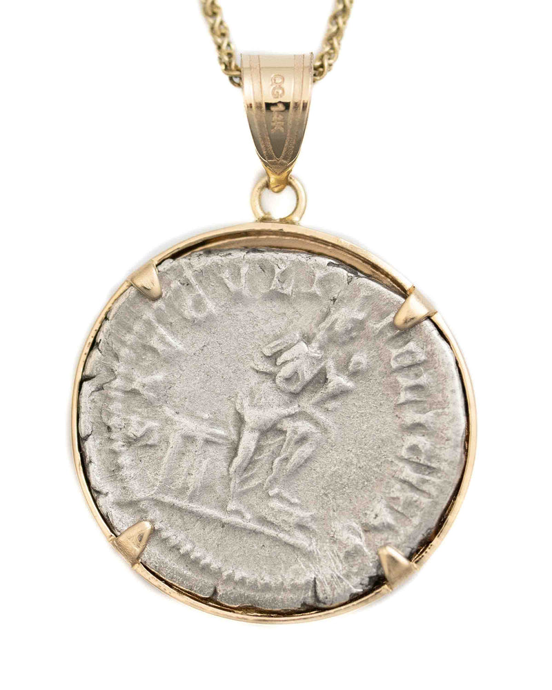14k Gold Genuine Ancient Roman Coin Necklace (Empress Julia Domna; 196-211 A.D.)