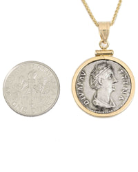 14k Gold Genuine Ancient Roman Coin Necklace (Faustina I; 141 A.D.)