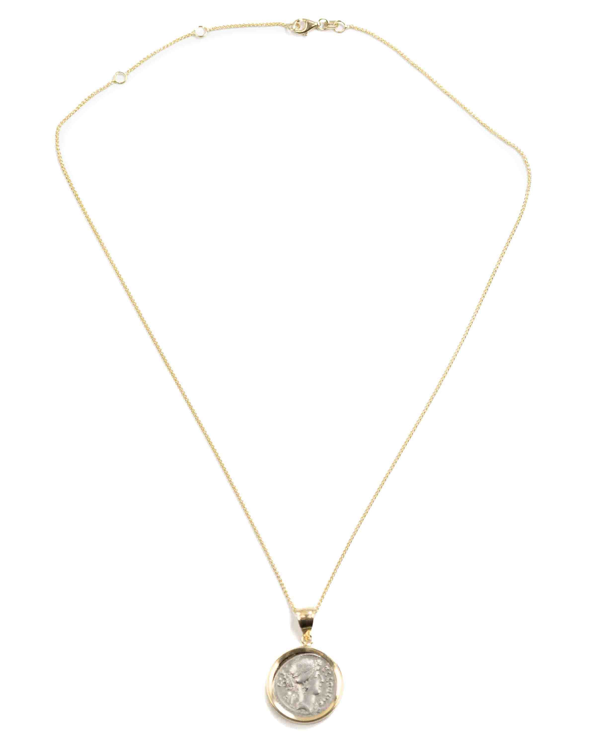14k Gold Genuine Ancient Roman Coin Necklace (Flora; 41 B.C.)