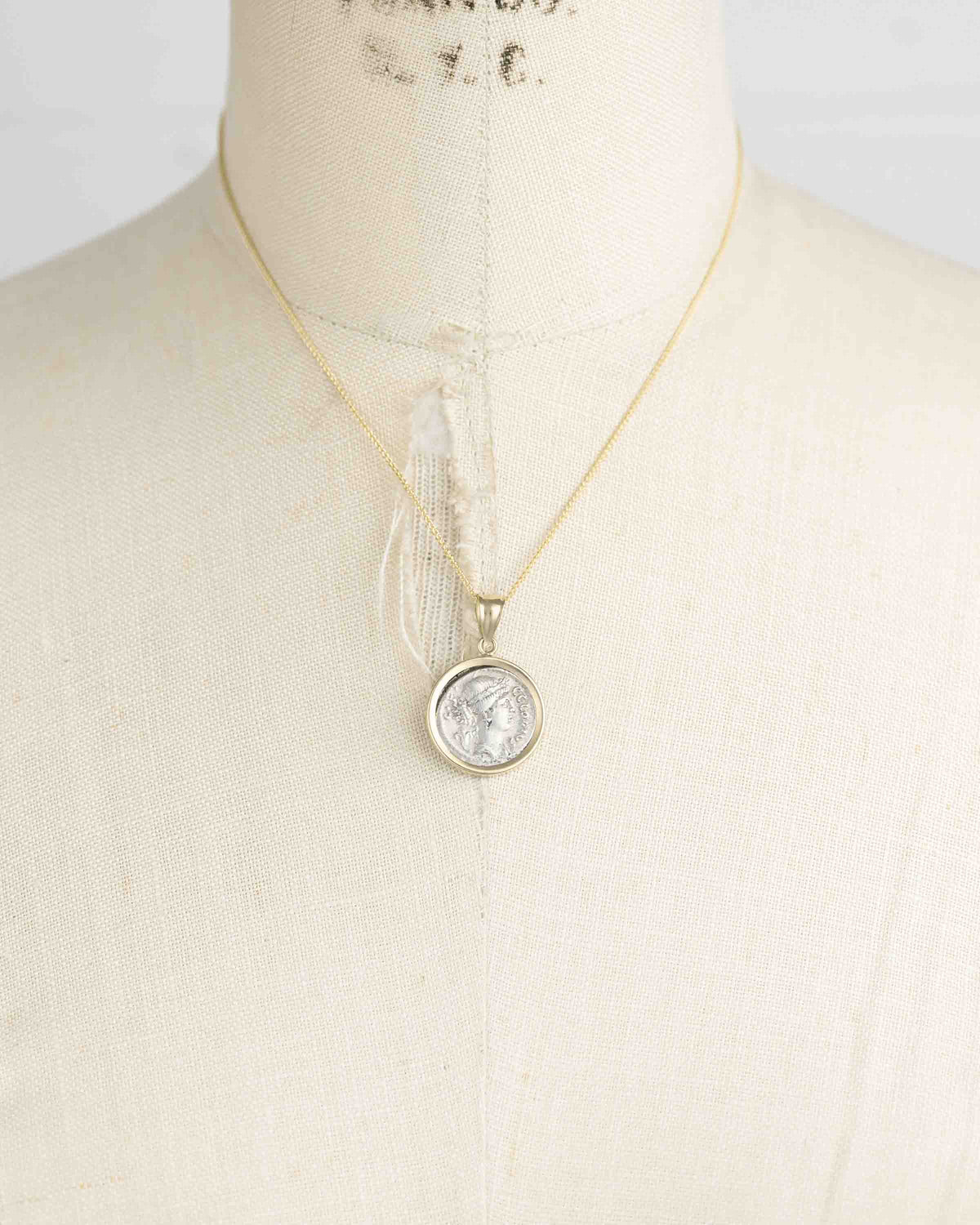 14k Gold Genuine Ancient Roman Coin Necklace (Flora; 41 B.C.)
