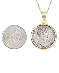 14k Gold Genuine Ancient Roman Coin Necklace (Hadrian; 117-138 A.D.)