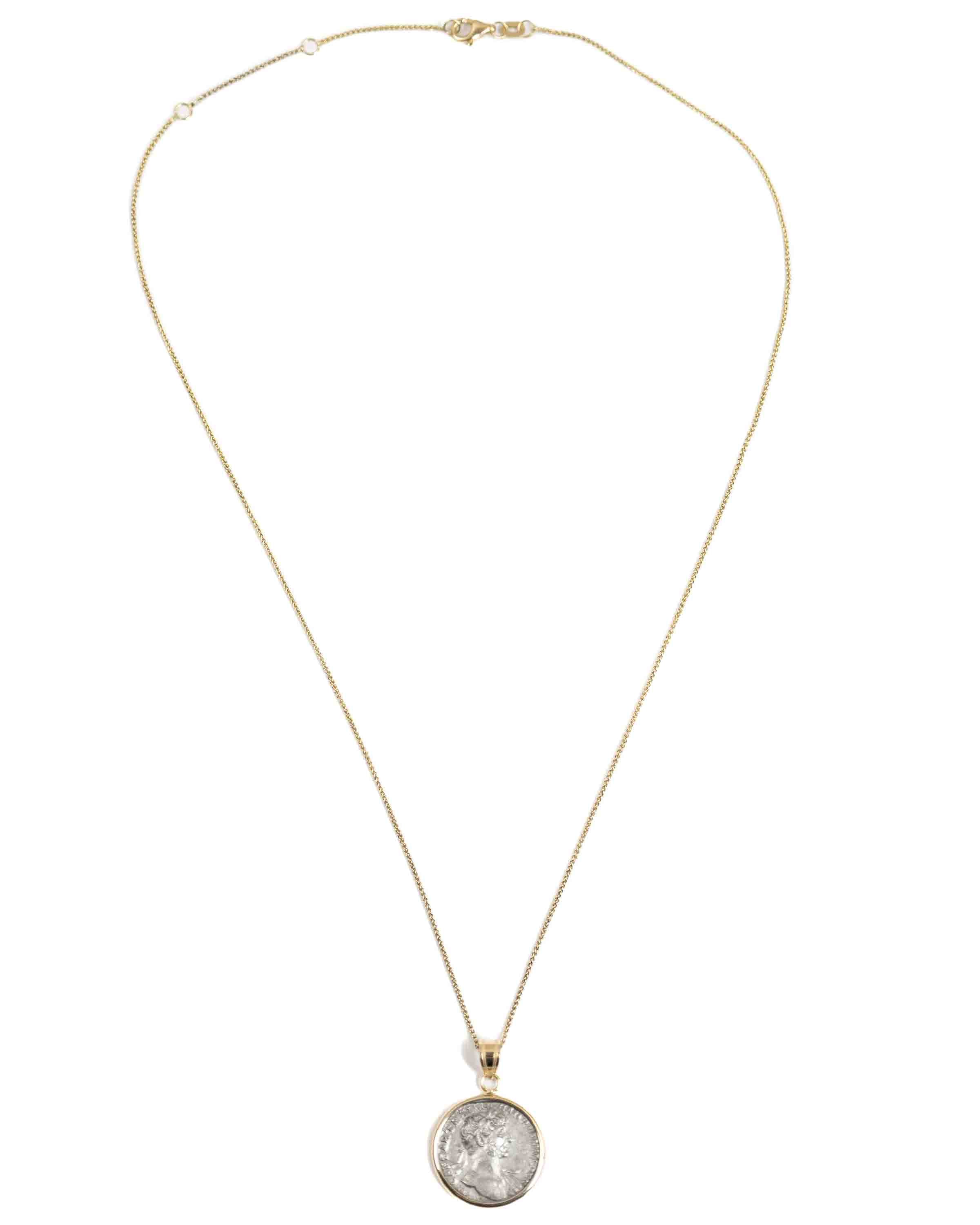 14k Gold Genuine Ancient Roman Coin Necklace (Hadrian; 117-138 A.D.)