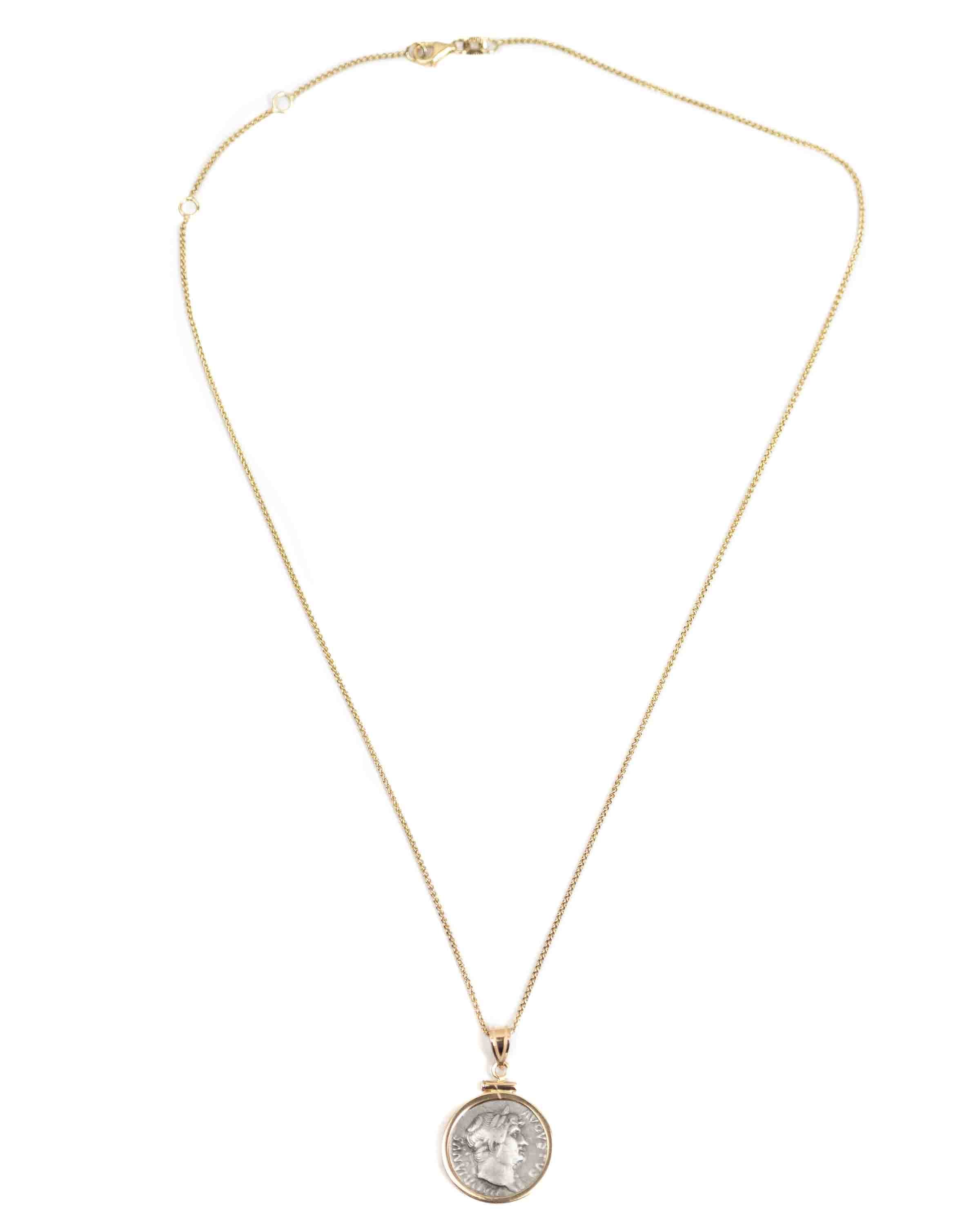 14k Gold Genuine Ancient Roman Coin Necklace (Hadrian; 117-138 A.D.)