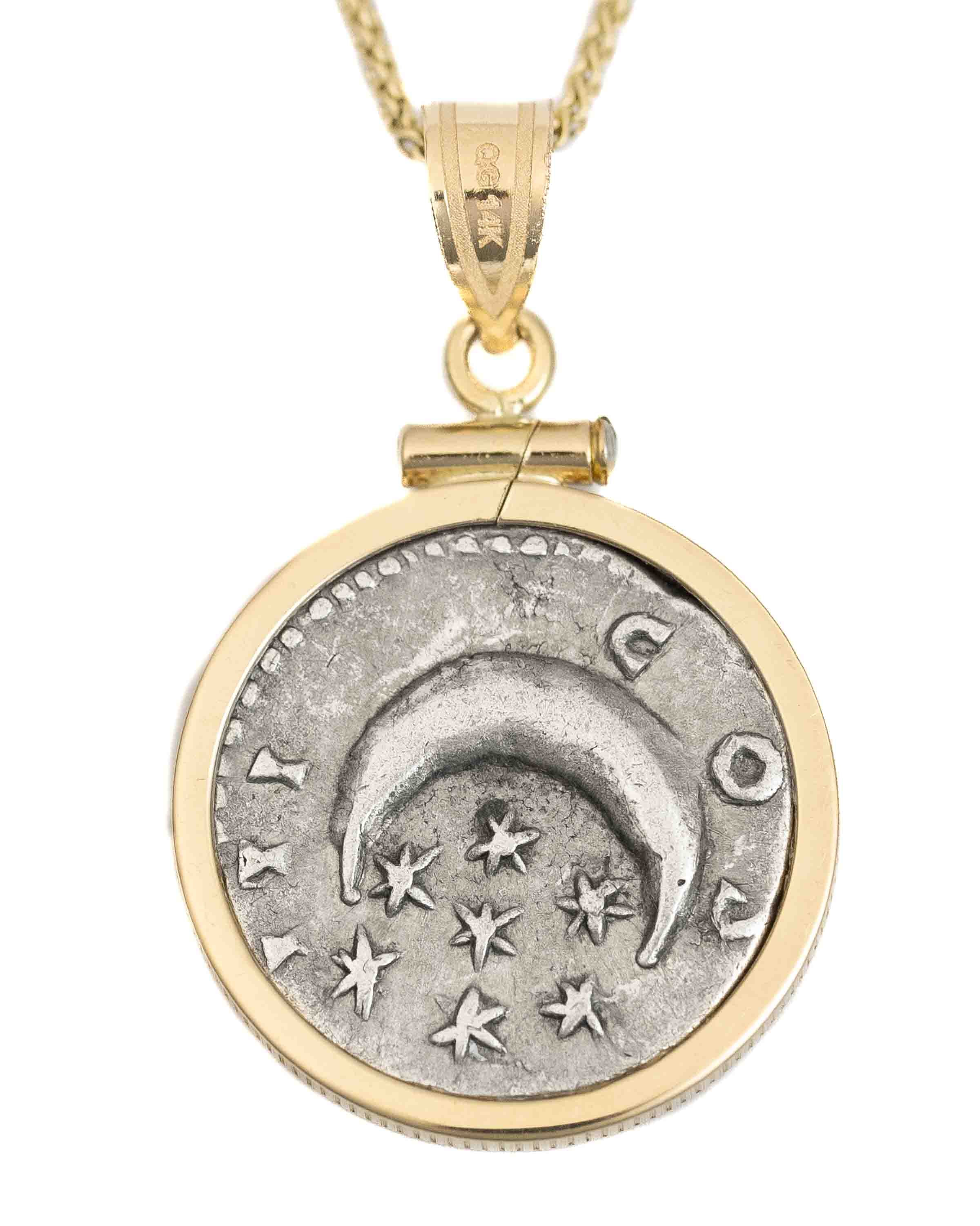 14k Gold Genuine Ancient Roman Coin Necklace (Hadrian; 117-138 A.D.)