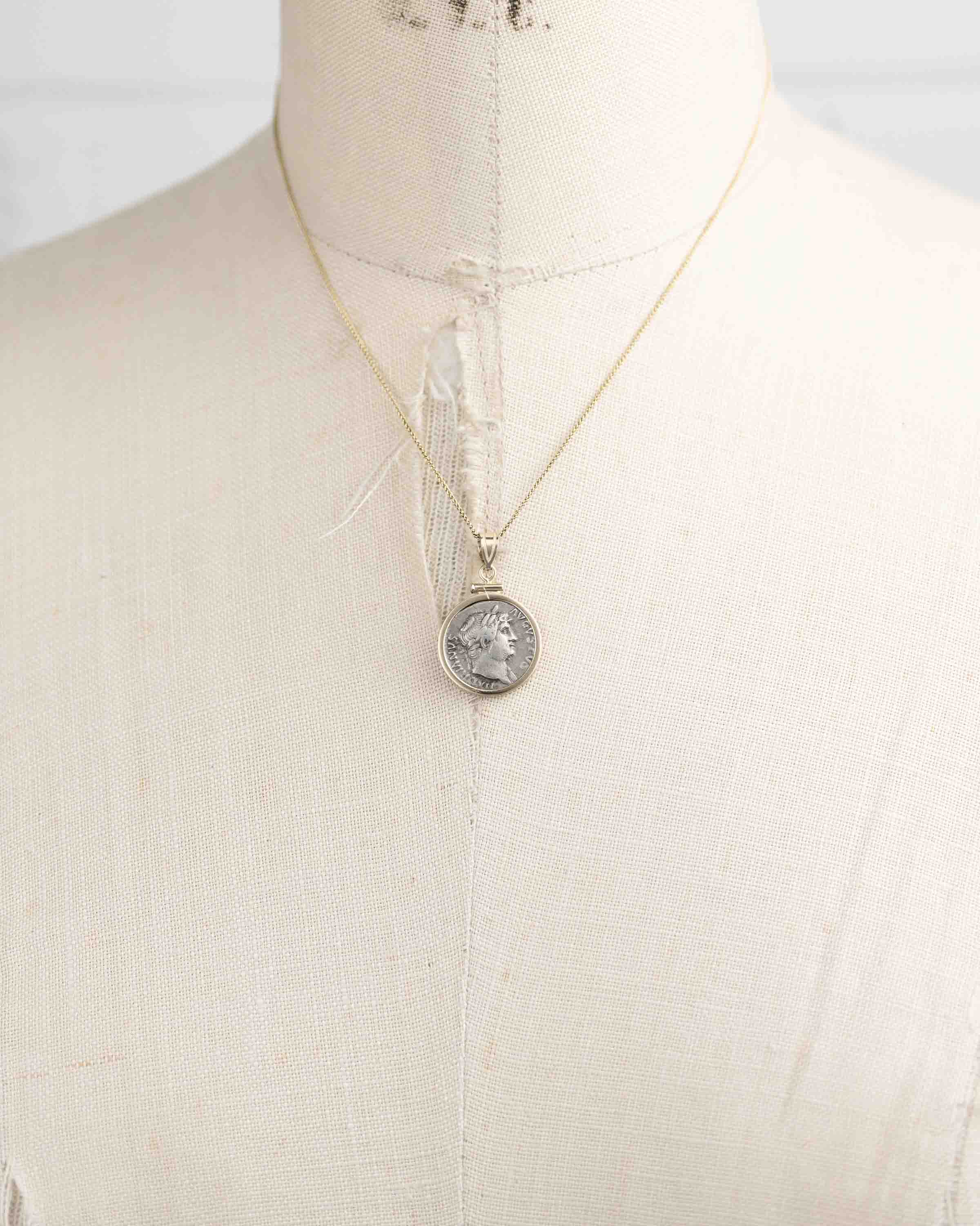 14k Gold Genuine Ancient Roman Coin Necklace (Hadrian; 117-138 A.D.)