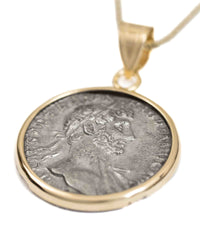 14k Gold Genuine Ancient Roman Coin Necklace (Hadrian; 117-138 A.D.)