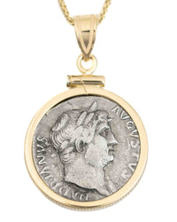14k Gold Genuine Ancient Roman Coin Necklace (Hadrian; 117-138 A.D.)