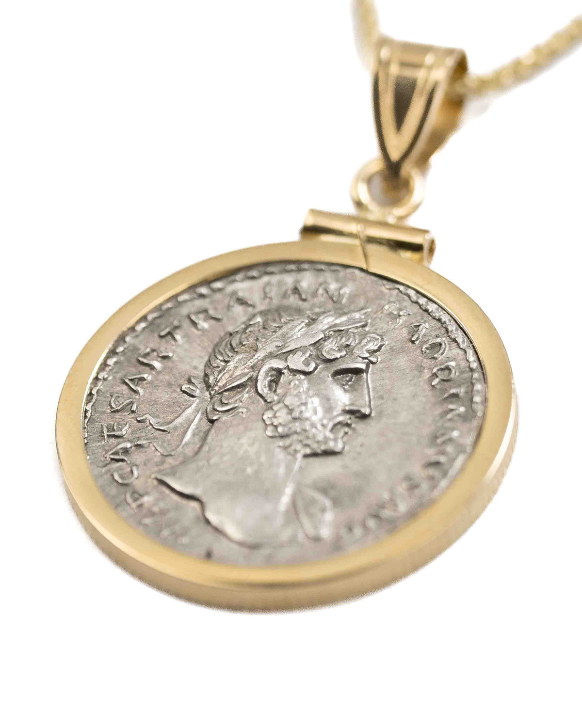 14k Gold Genuine Ancient Roman Coin Necklace (Hadrian;  117-138 A.D.)