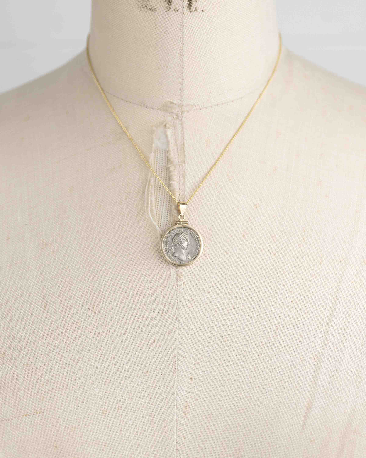 14k Gold Genuine Ancient Roman Coin Necklace (Hadrian;  117-138 A.D.)